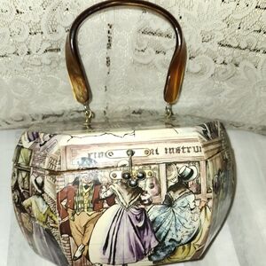 VINTAGE OTAGON WOODEN DECOUPAGE BOX PURSE
